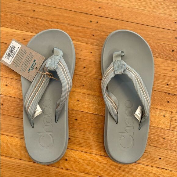 Chacos Chillos Flip Sadie Aqua Gray flip flops NWT - Picture 1 of 5